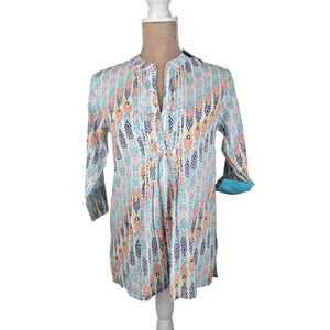 Roberta Roller Rabbit Arles Shirt TUNIC Blue White XS top NWT